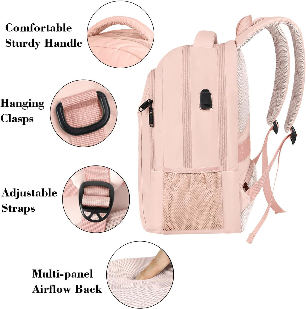 MATEIN Travel Laptop Backpack, Business Anti Theft Slim Sturdy Laptops Backpack with USB Charging Port, Water Resistant College School Computer Bag Gift for Men & Women Fits 15.6 Inch Notebook, Grey