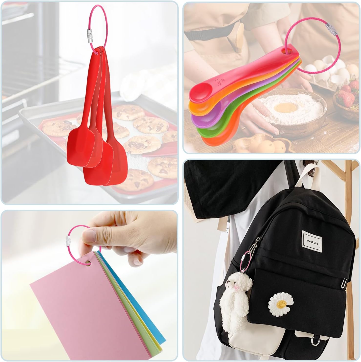 CooBigo 16 Pack Stainless Steel Loops 2mm Coated Wire Keychain Cable Large Keyrings 6 inch Key Chain for Luggage Tags, Key Tags, Keyrings, Kitchen utensils, Duster-Assorted Colors