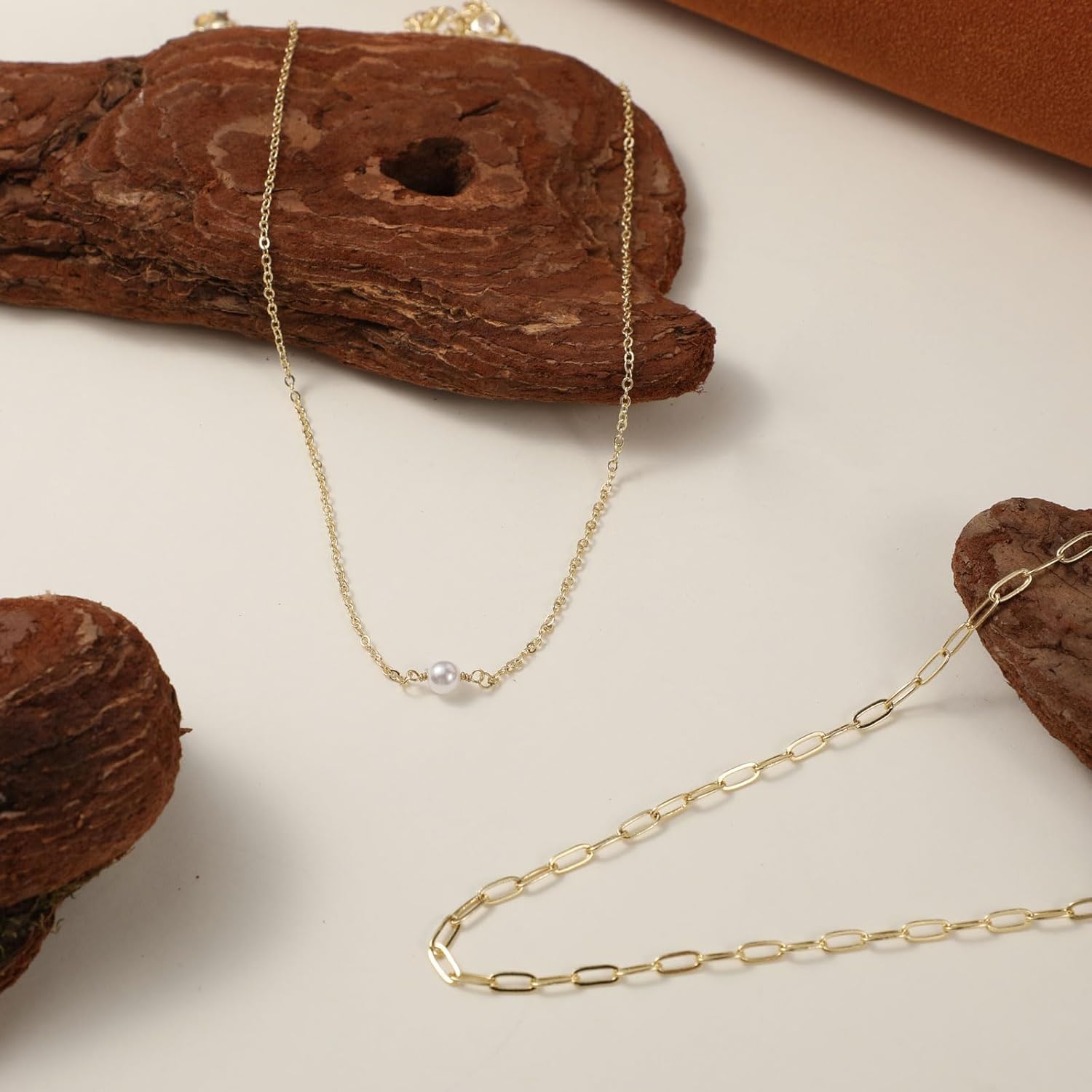 Dainty Pearl Pendant Necklaces for Women 14K Gold Plated Handmade Layered Pearl Chain Necklace Delicate Layered Pearl Necklace Everyday Jewelry Gift