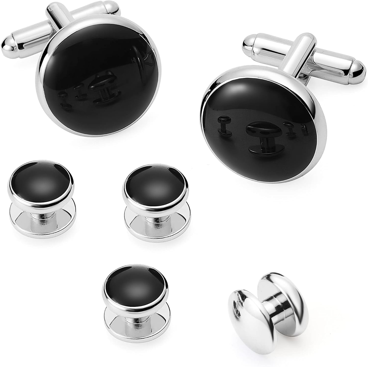 Zealmer 316L Stainless Steel Cufflinks Shirt Studs Business Wedding Gifts for Men