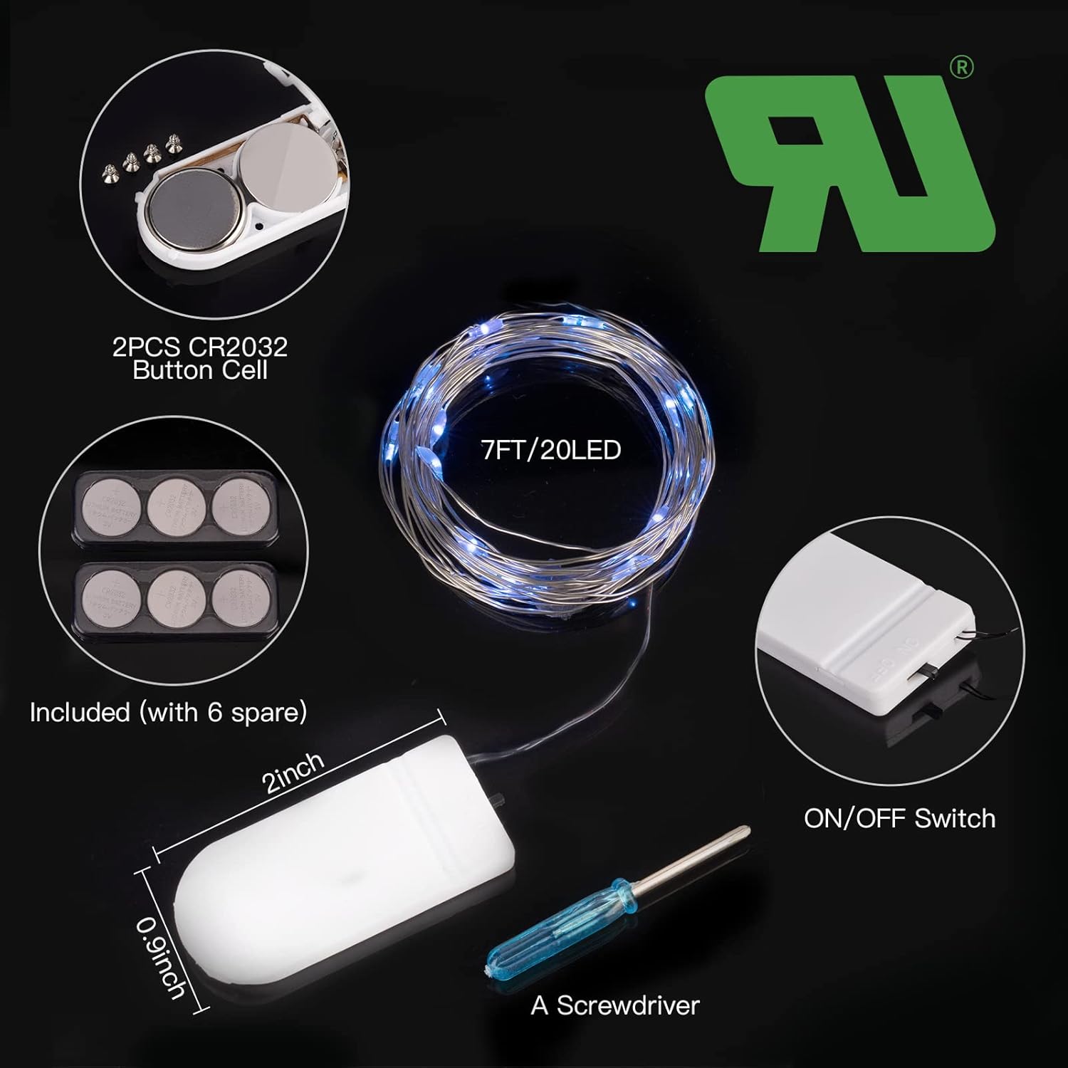 Brightown 12 Pack LED Fairy Lights Battery Operated String Lights - 7ft 20LED Waterproof Silver Wire Firefly Starry Moon Lights for DIY Crafts Wedding Table Centerpieces Party Bedroom Christmas