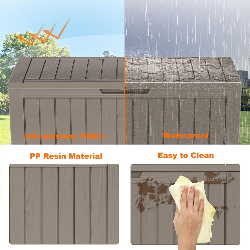 80 Gallon Resin Deck Box, Lockable Patio Outdoor Storage Box for Furniture, Garden Tools and Tools Storage, Waterproof Outside Storage Box - Black