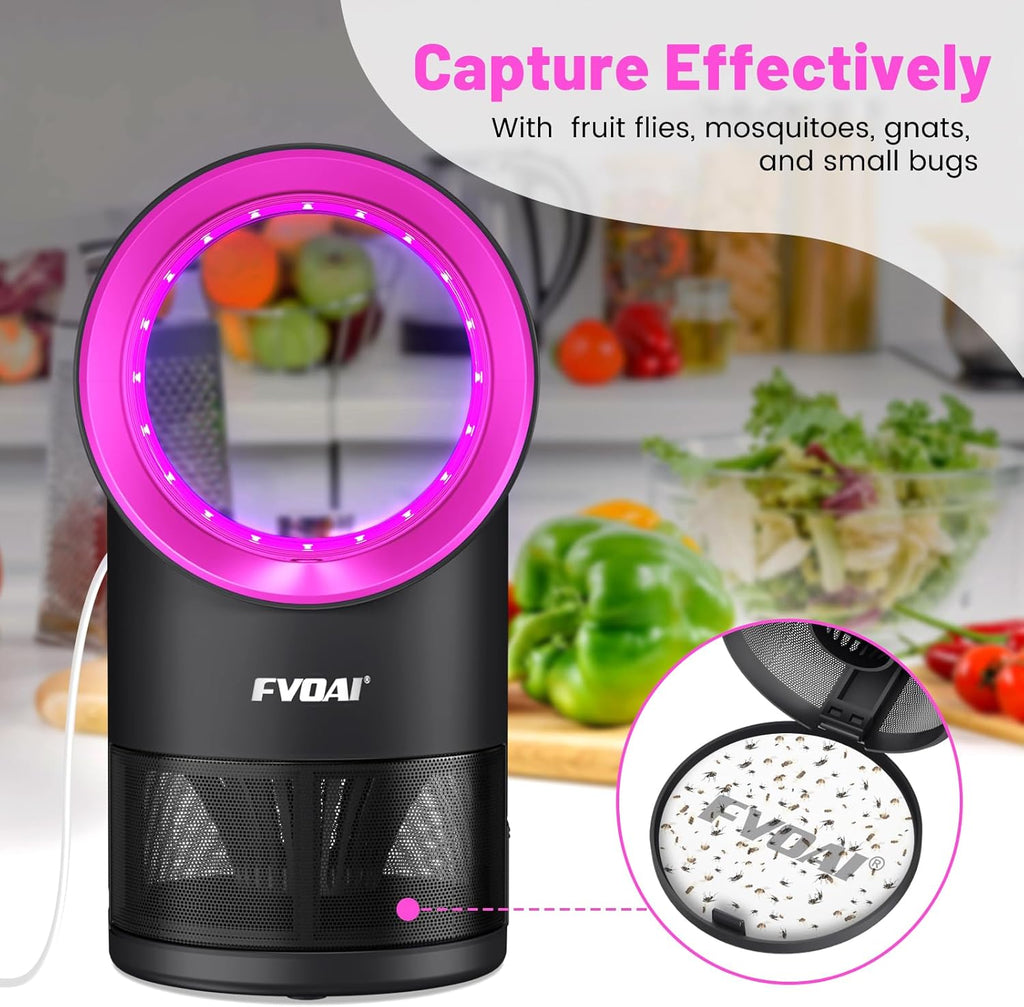 Fly Traps Indoor,Fruit Fly Trap for Indoors Mosquito Trap Indoor Insect Trap with Suction, Time Setting, Bug Light & 10 Pcs Sticky Glue Boards (Blue)