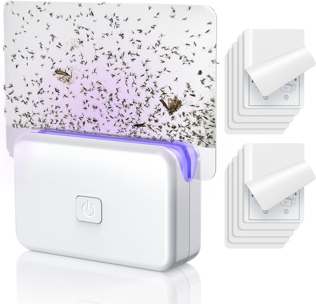 2 Pcs Fruit Fly Traps for Indoors (2 Device+10 Refills) Plug in UV Light Fly Trap for Gnats, Fruit Flies, Flying Insects Sleek Design Indoor Safe