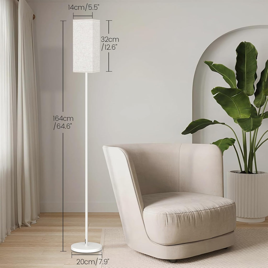 64.6" Floor Lamp, Pole with Foot Switch, Modern Standing Lamp Lampshade, Minimalist Freestanding Lamp (Bulb Not Included), for Living Room, Bedroom Office ETL Listed, Black and Beige E07LD05