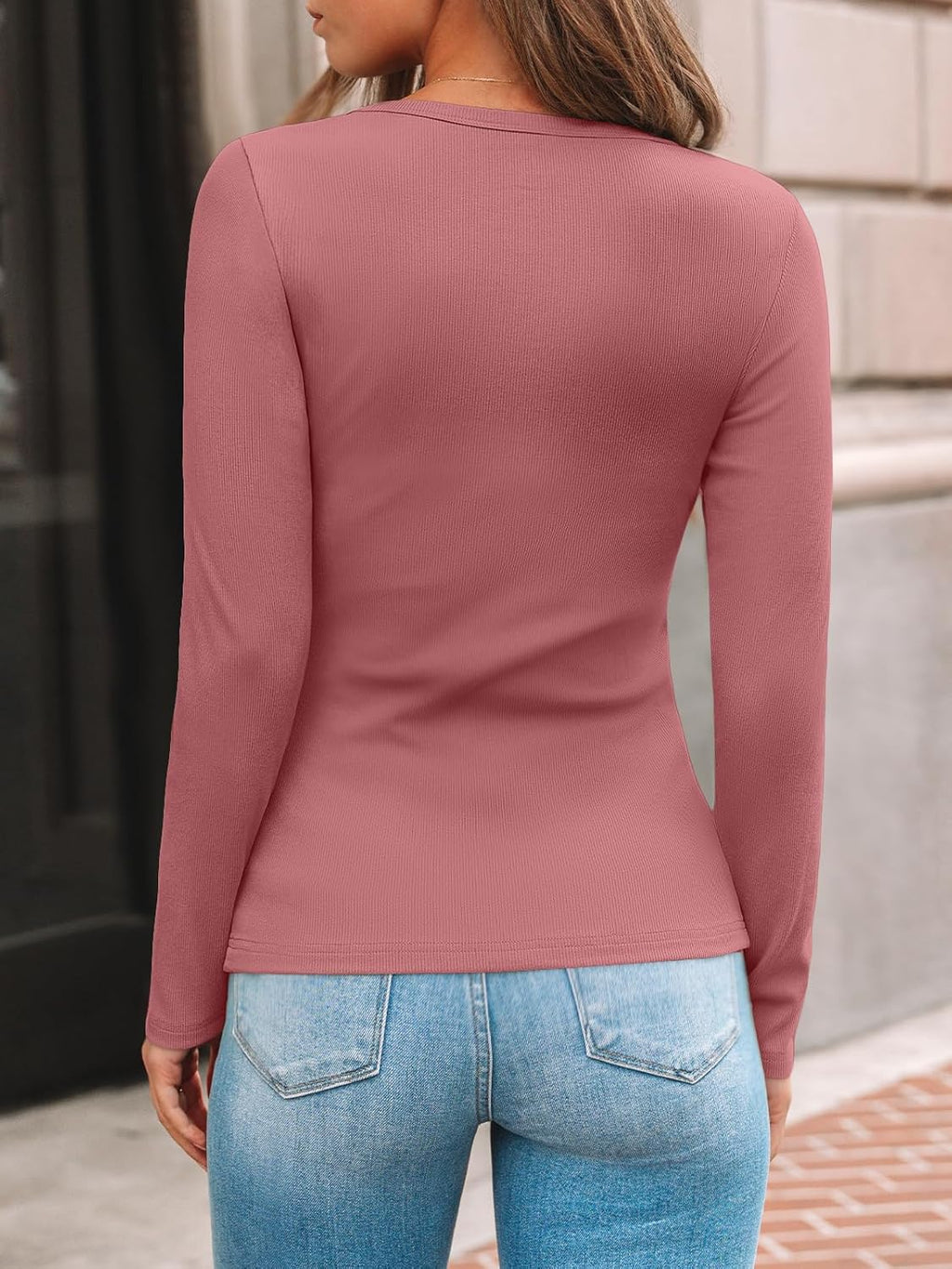 AUTOMET Long Sleeve Shirts Blouses Fall Fashion Ribbed Basic Tops Winter Clothes