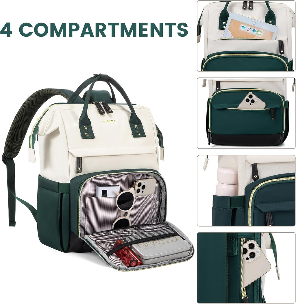 LOVEVOOK Laptop Backpack for Women, 15.6 Inch Work Business Backpacks Purse With Large Capacity, Waterproof Nurse Bag College Bookbag for School, Waterproof Casual Daypack for Travel