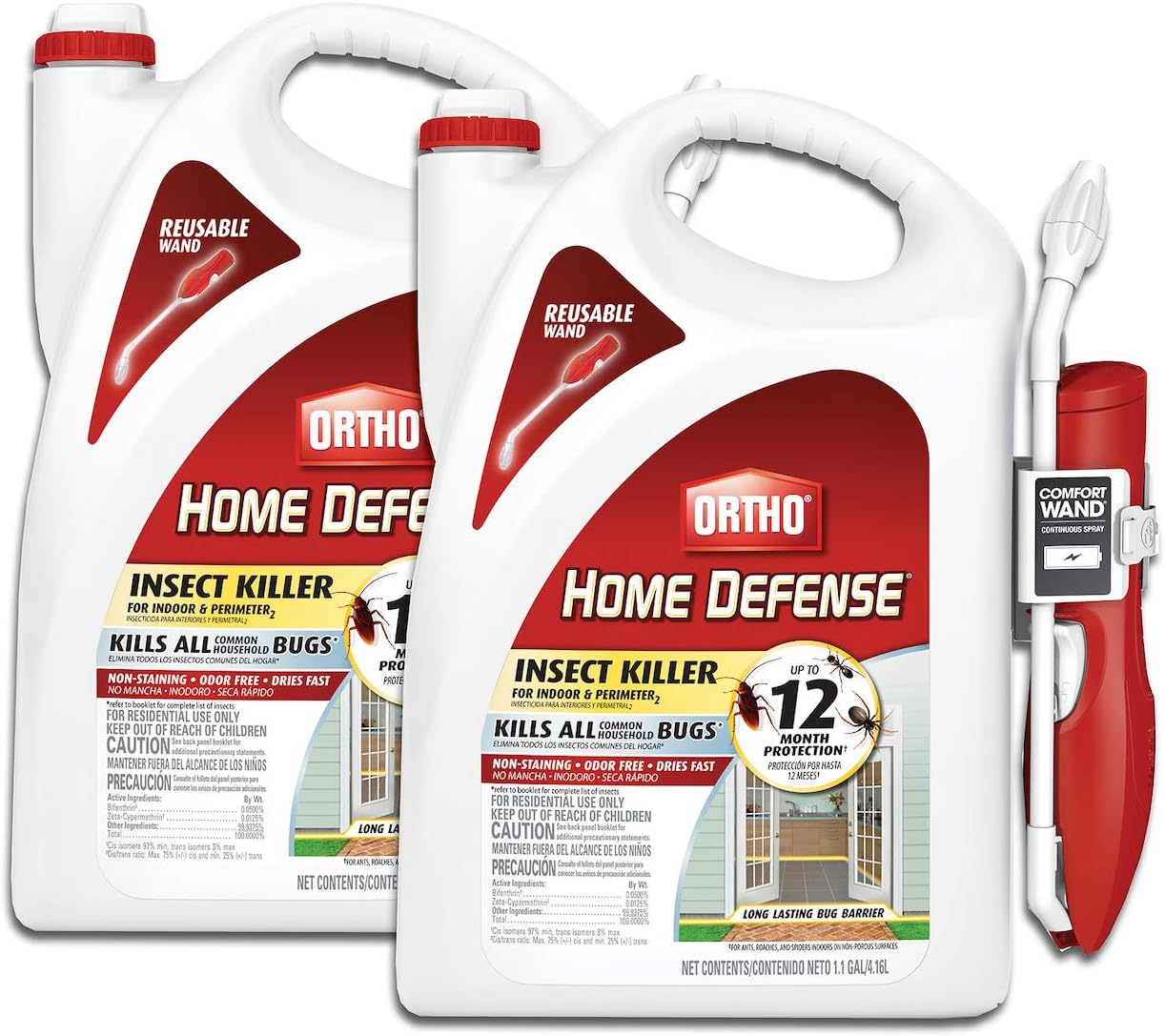 Ortho Home Defense Insect Killer for Indoor and Perimeter2 with Comfort Wand, Controls Ants, Roaches, Spiders and More, 1.33 gal