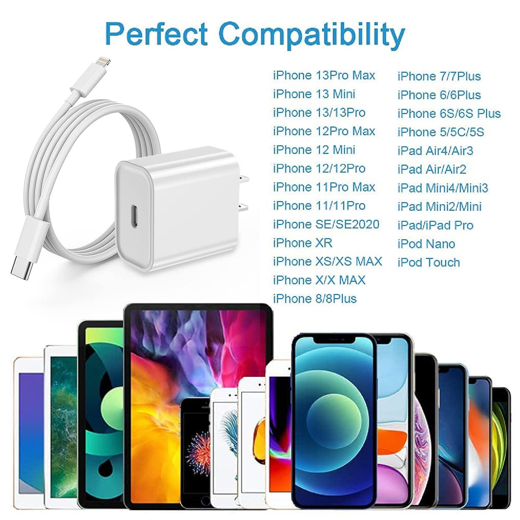 Fast iPhone Charger, iPhone Charger Fast Charging 2Pack Quick Chargers 6ft Long USB C to Lightning Cable Quick Charging Cord USB Charge Block Adapter for iPhone 14 Plus/14 ProMax/13 Mini 12/11/XS/iPad