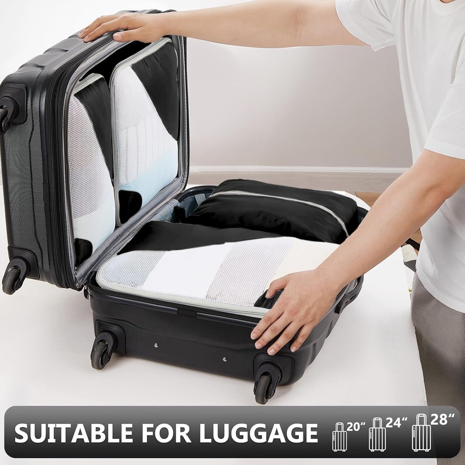 10 Set/8 Set Packing Cubes for Travel, Gifts for Women Mom,Anti-Tearing Suitcase Organizer for Luggage with Shoe & Hanging Toiletry Bag,OlarHike Vacation Essentials & Accessories for Cruise Ship,Cream