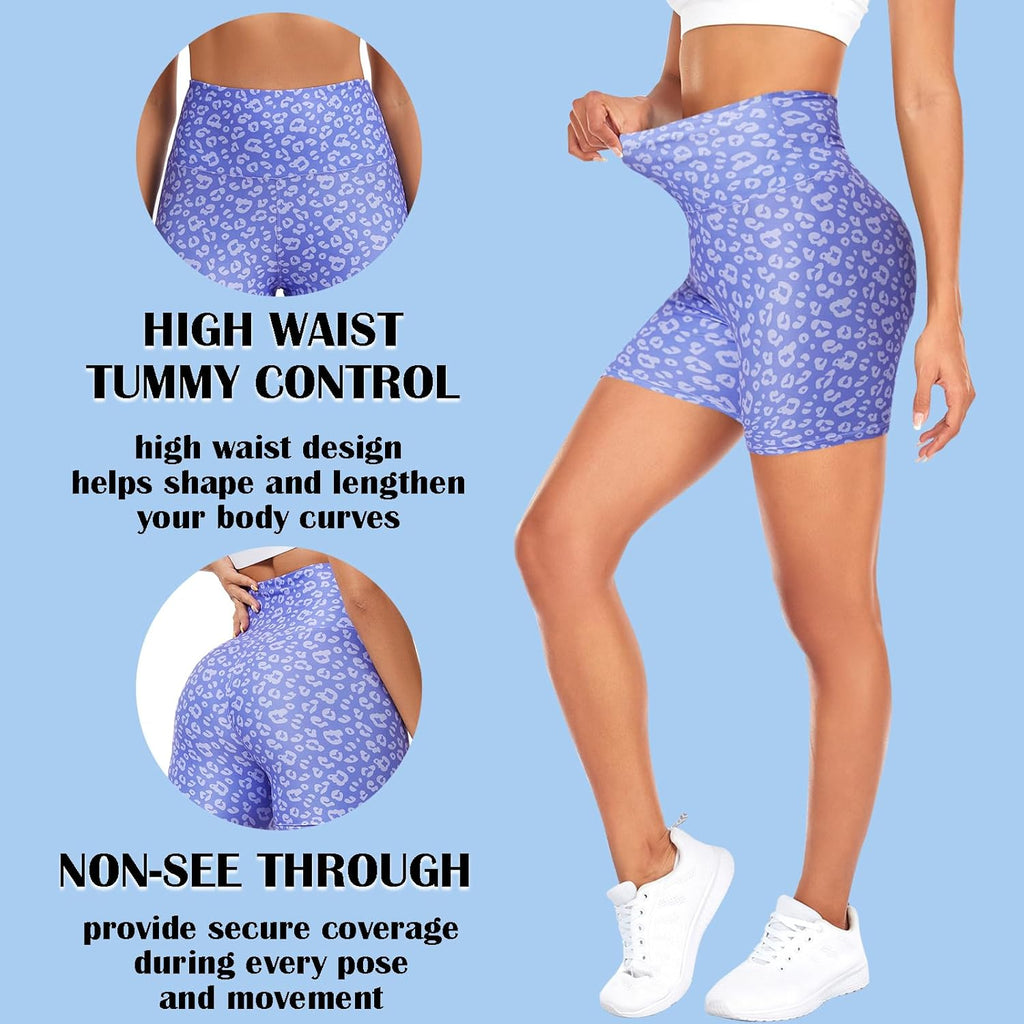 FULLSOFT High Waisted Biker Shorts for Women-5" Tummy Control Fitness Athletic Workout Running Yoga Gym Shorts