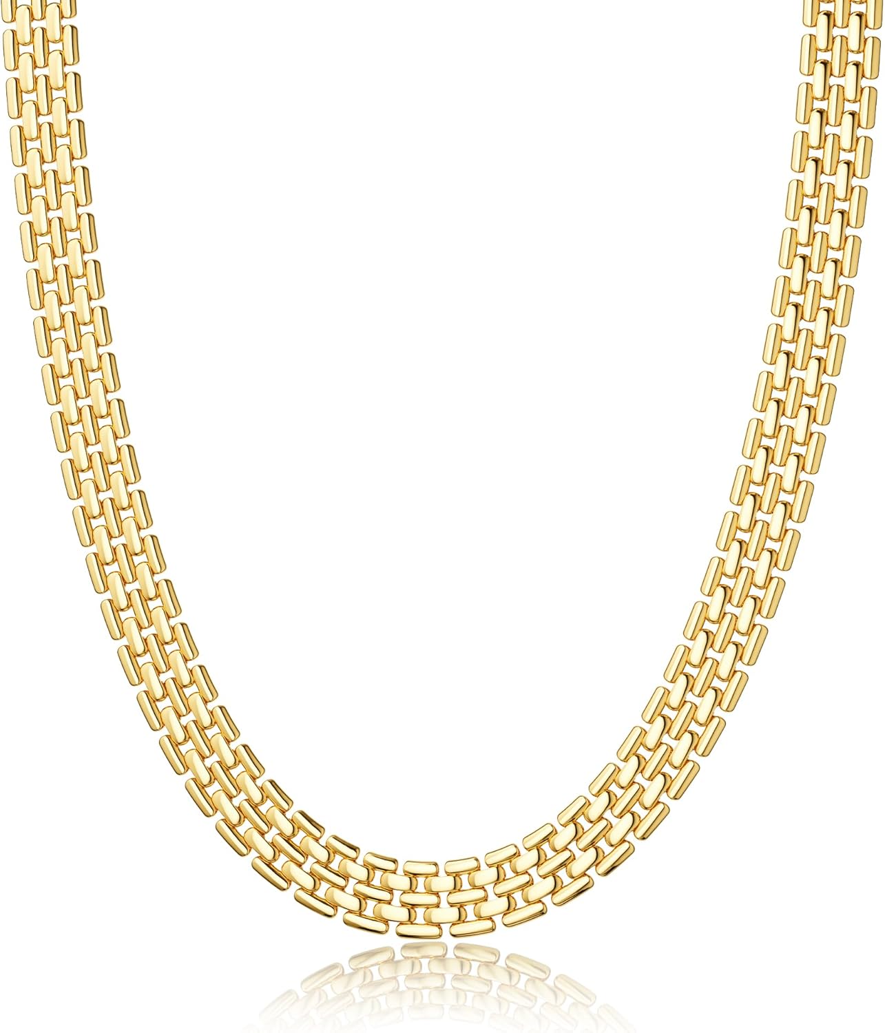 Moodear Gold Necklace for Women Dainty Chunky 14K Gold Plated/Sliver Plated Chain Necklace Cuban Link Paperclip Chain Choker Toggle Clasp Layered Necklace for Women Trendy Fashion Gift