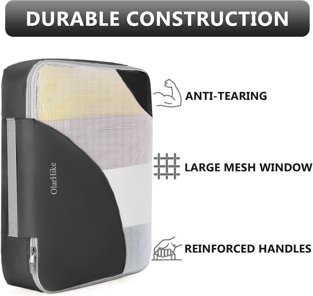 10 Set/8 Set Packing Cubes for Travel, Gifts for Women Mom,Anti-Tearing Suitcase Organizer for Luggage with Shoe & Hanging Toiletry Bag,OlarHike Vacation Essentials & Accessories for Cruise Ship,Cream