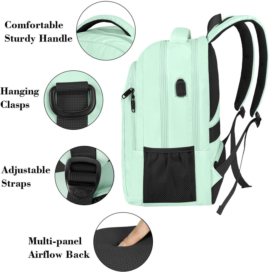 MATEIN Travel Laptop Backpack, Business Anti Theft Slim Sturdy Laptops Backpack with USB Charging Port, Water Resistant College School Computer Bag Gift for Men & Women Fits 15.6 Inch Notebook, Grey