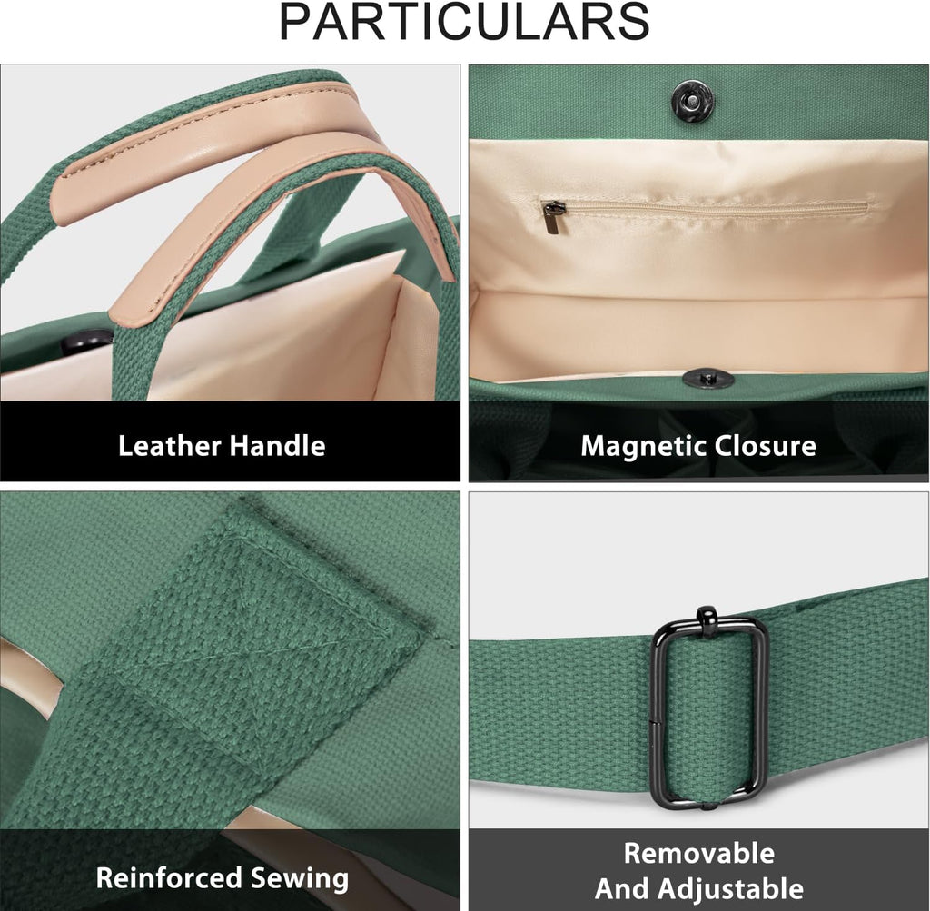 Tote Bags for Women Canvas Tote Purse Crossbody with Pockets Top Handle Shoulder Satchel Bag for Women
