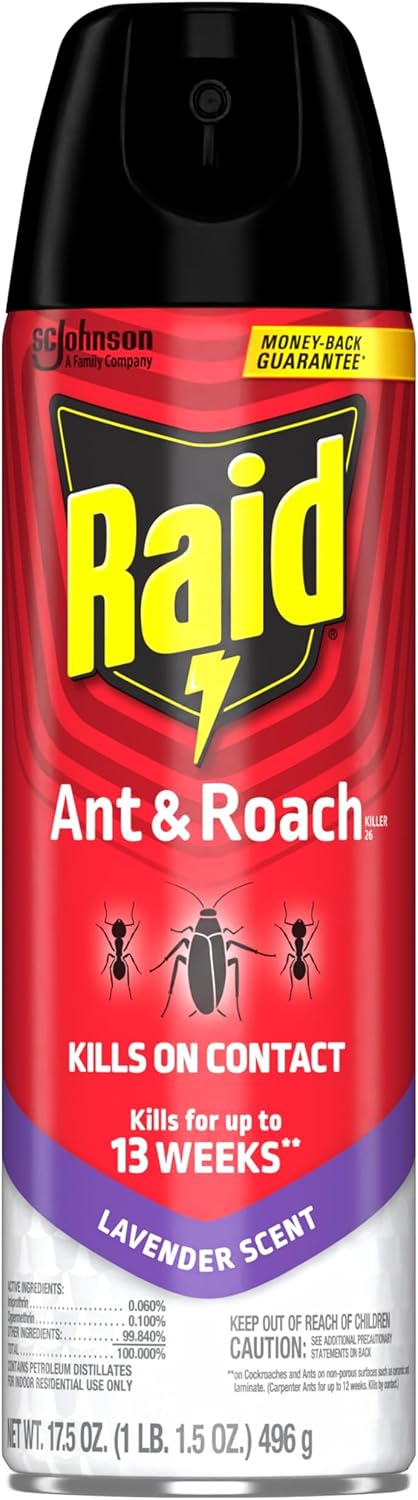 Raid Ant & Roach Killer Spray For Listed Bugs, Keeps Killing for Weeks, Fresh Scent, 17.5 oz