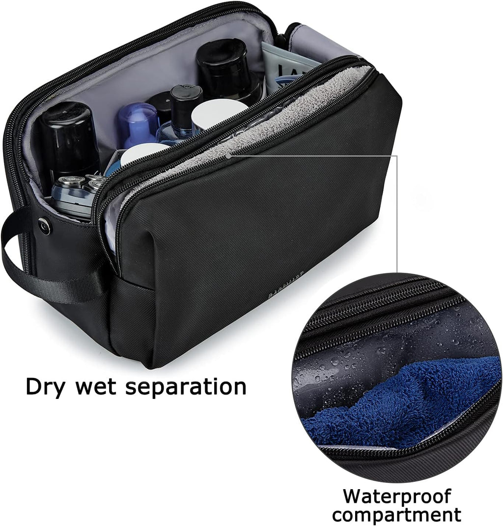 BAGSMART Toiletry Bag for Men, Travel Toiletry Organizer Dopp Kit Water-resistant Shaving Bag for Toiletries Accessories, Door Room Essentials, Black-medium