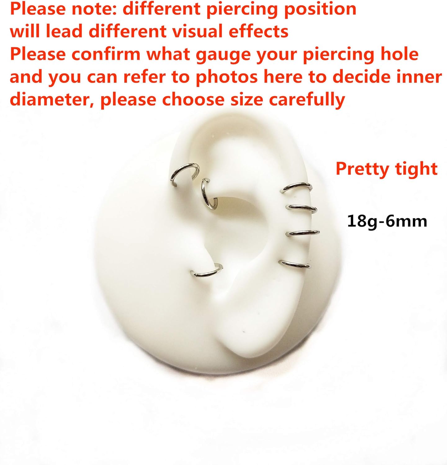 ORANGELOVE Hypoallergenic Nose Rings 20G 18G 16G 14G 12G 10G 8G 316l Surgical Steel Septum Jewelry Hinged Segment Ring Body Piercing Nose Hoop Lip Rings Nose Helix Cartilage Rook Earrings