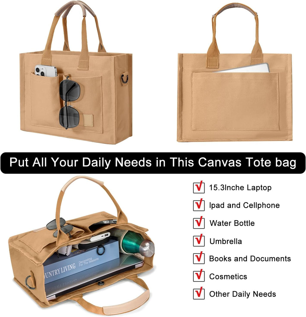 Tote Bags for Women Canvas Tote Purse Crossbody with Pockets Top Handle Shoulder Satchel Bag for Women
