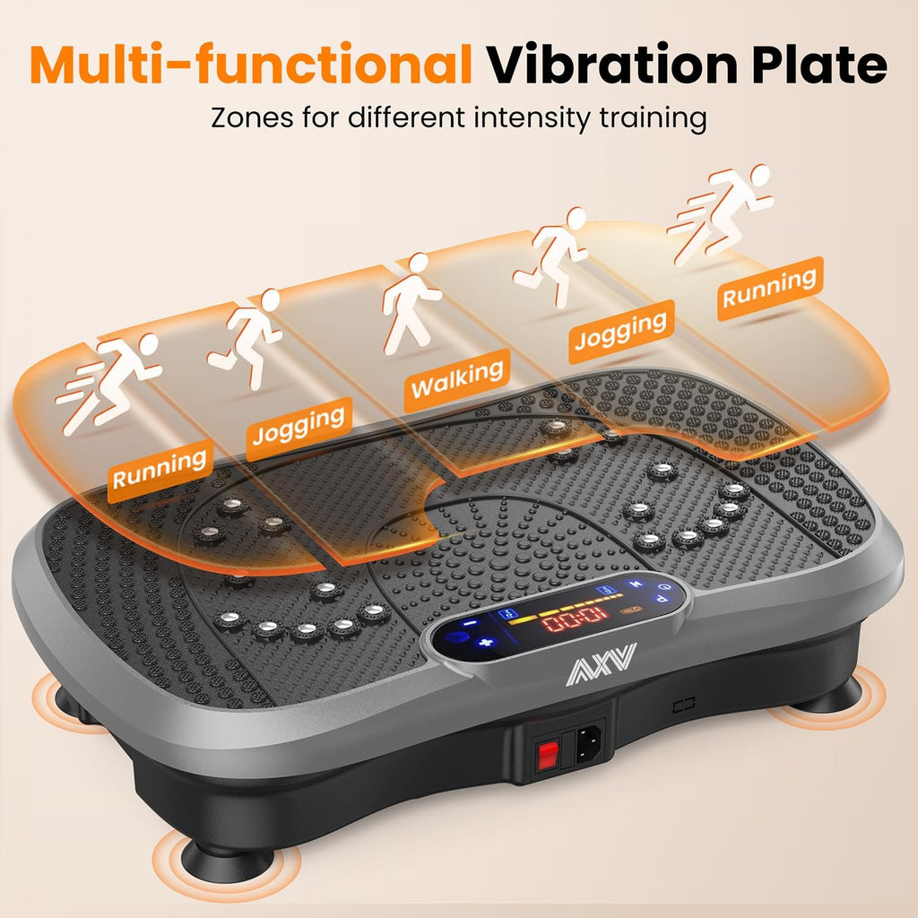 AXV Vibration Plate Fitness Platform Exercise Machine Vibrating Shaking Full Body Shaker Workout Vibrate Stand Shake Board Sport Gym for Weight Loss Fat Burner for Women Men
