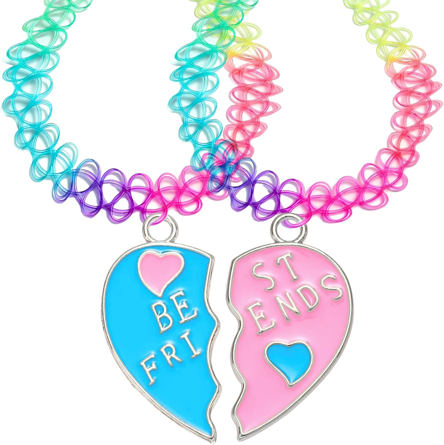 BodyJ4You 2PC Tattoo Choker Necklace - 90s Choker Necklace Women - 2000s Y2K Black Chokers Rainbow Choker - Butterfly Ying Yang Unicorn Rainbow Charms - Stretchy Elastic Necklace