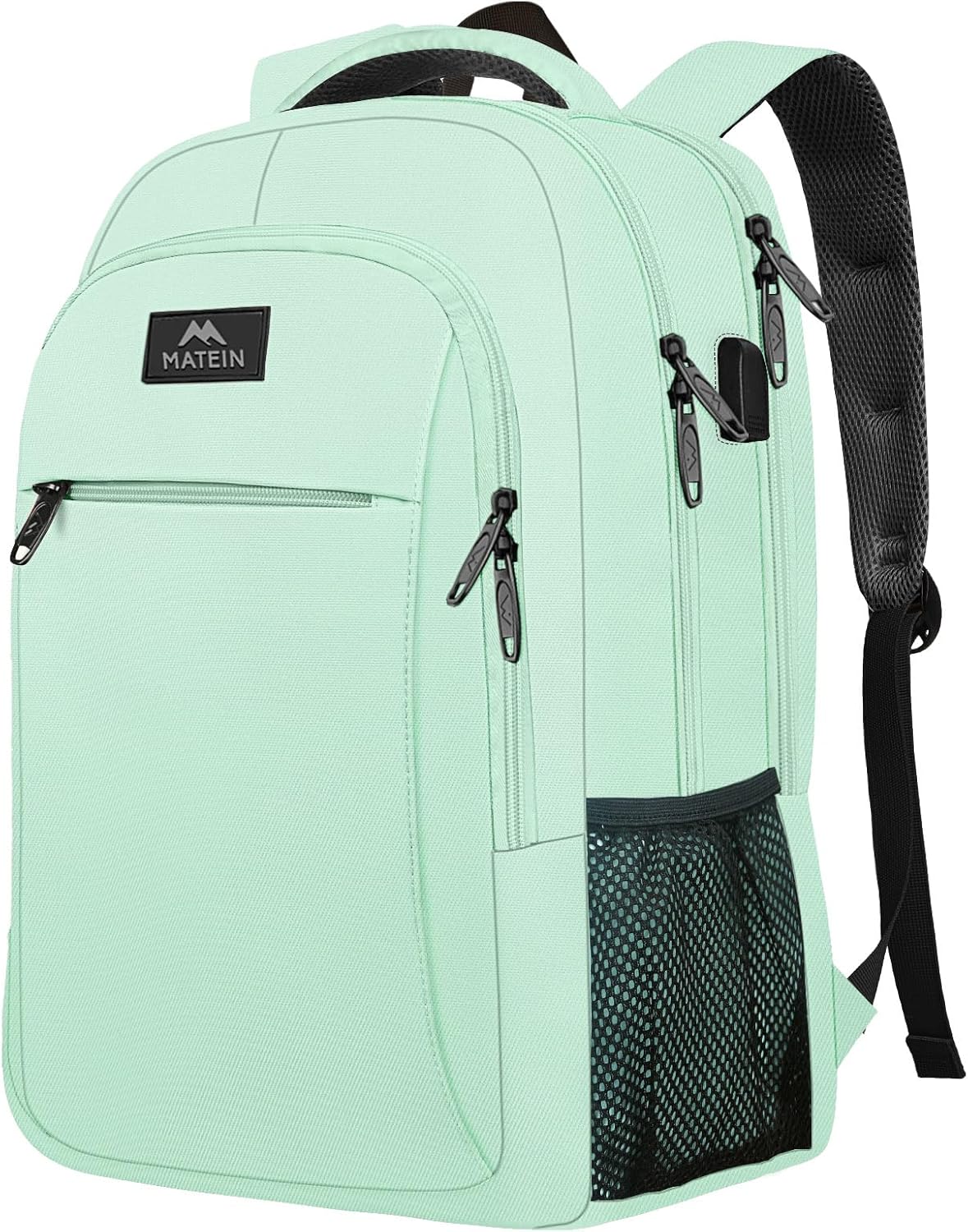 MATEIN Travel Laptop Backpack, Business Anti Theft Slim Sturdy Laptops Backpack with USB Charging Port, Water Resistant College School Computer Bag Gift for Men & Women Fits 15.6 Inch Notebook, Grey