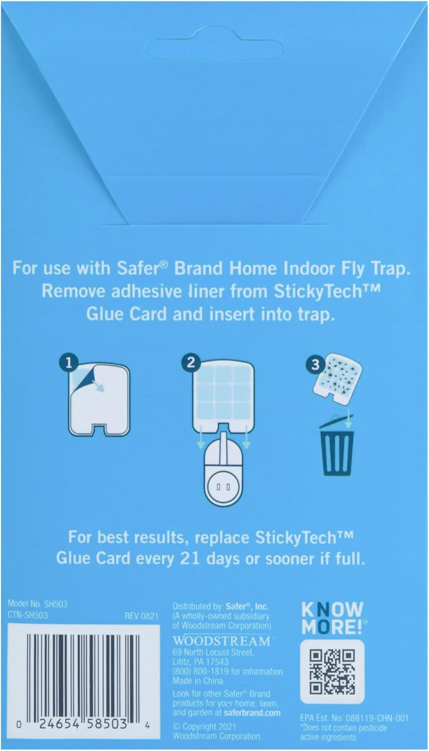 Safer Home Indoor Plug-In Fly Trap - SH502 - Effective Fruit Fly Traps for Indoors, Gnat Traps for House Indoor, 400 Sq Ft Protection - Style: 1 Device + 2 Glue Cards