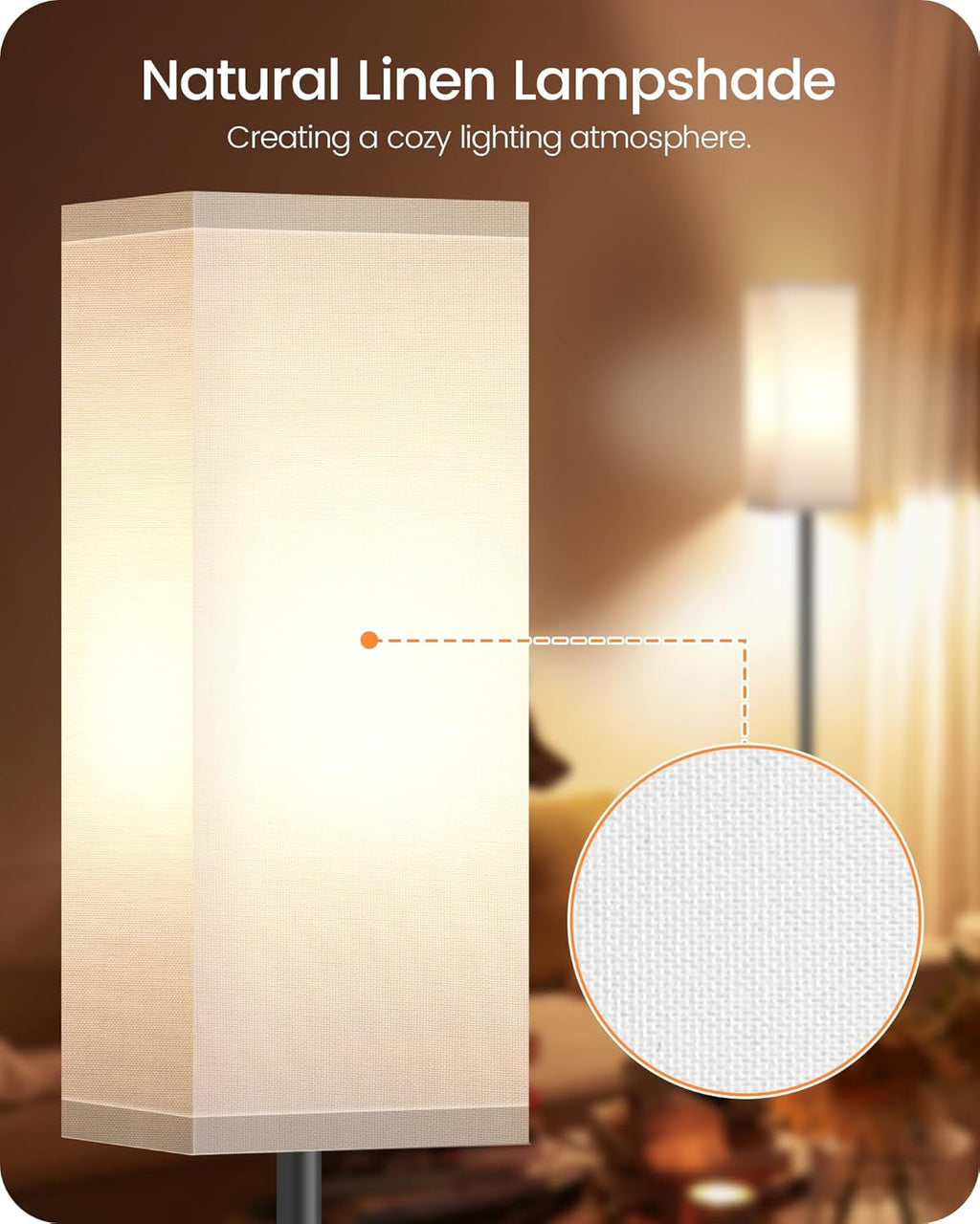 64.6" Floor Lamp, Pole with Foot Switch, Modern Standing Lamp Lampshade, Minimalist Freestanding Lamp (Bulb Not Included), for Living Room, Bedroom Office ETL Listed, Black and Beige E07LD05