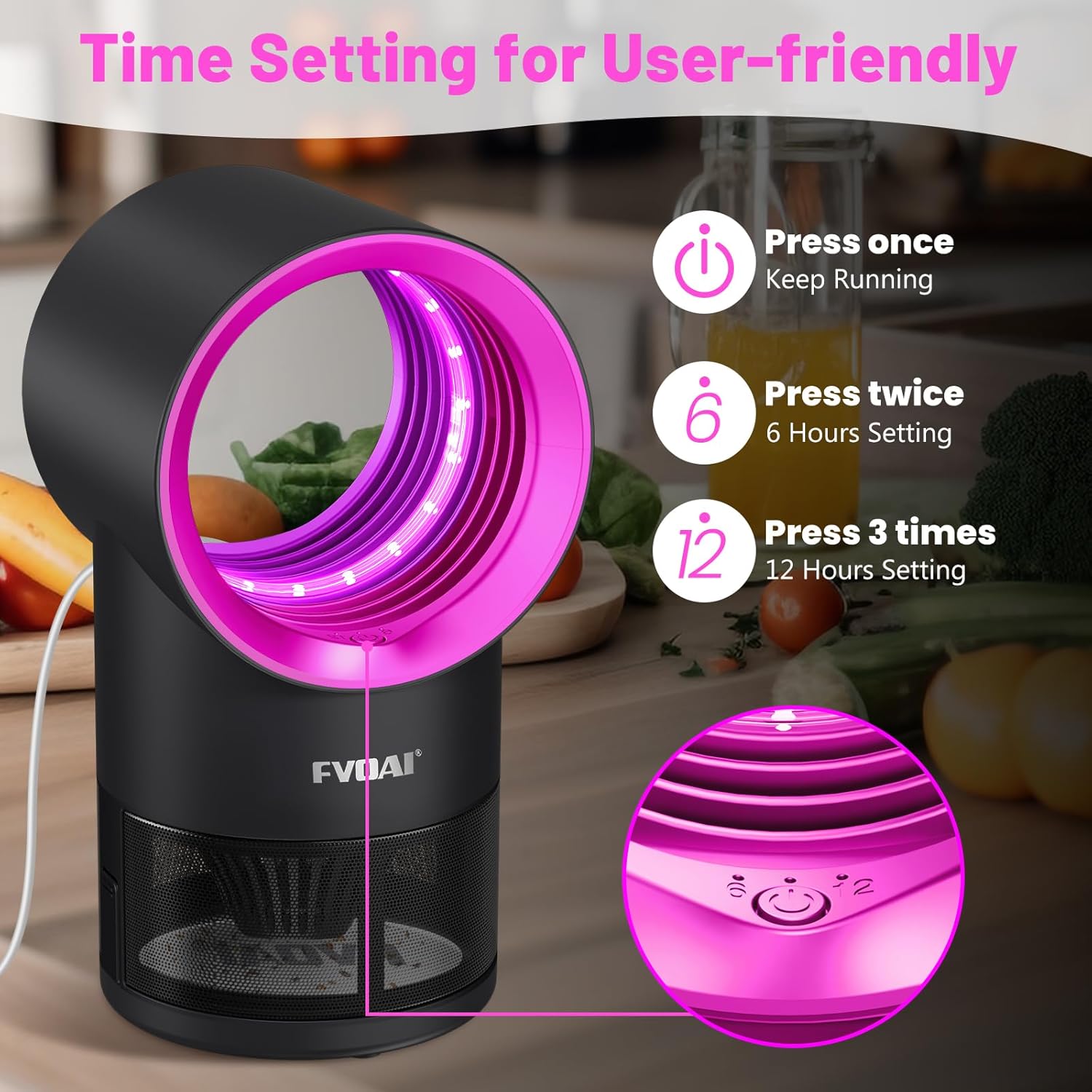 Fly Traps Indoor,Fruit Fly Trap for Indoors Mosquito Trap Indoor Insect Trap with Suction, Time Setting, Bug Light & 10 Pcs Sticky Glue Boards (Blue)