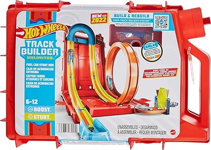 Hot Wheels Toy Car Set, Track Builder Unlimited Playset Fuel Can Stunt Box, 14 Component Parts & 1:64 Scale Vehicle