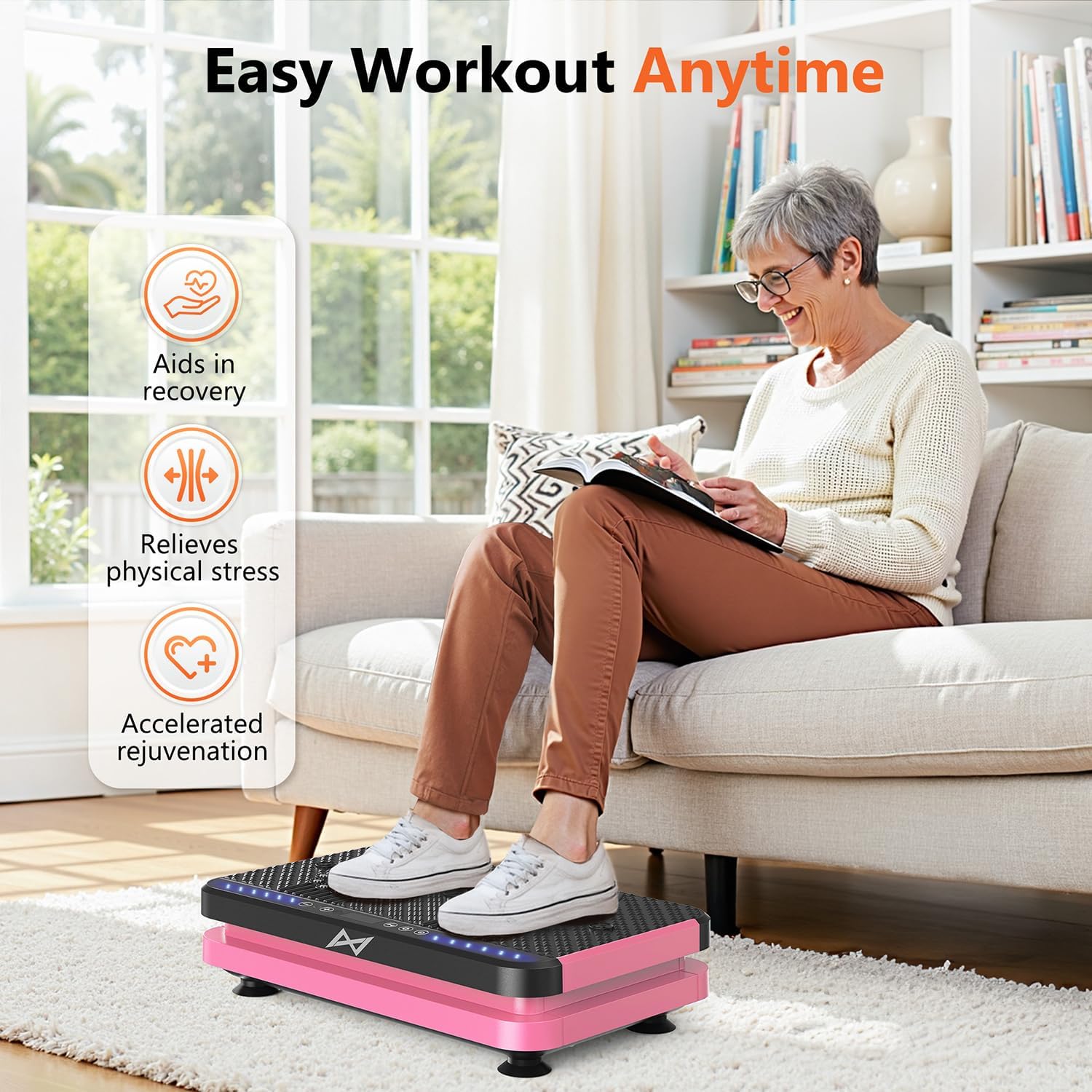 AXV Vibration Plate Fitness Platform Exercise Machine Vibrating Shaking Full Body Shaker Workout Vibrate Stand Shake Board Sport Gym for Weight Loss Fat Burner for Women Men
