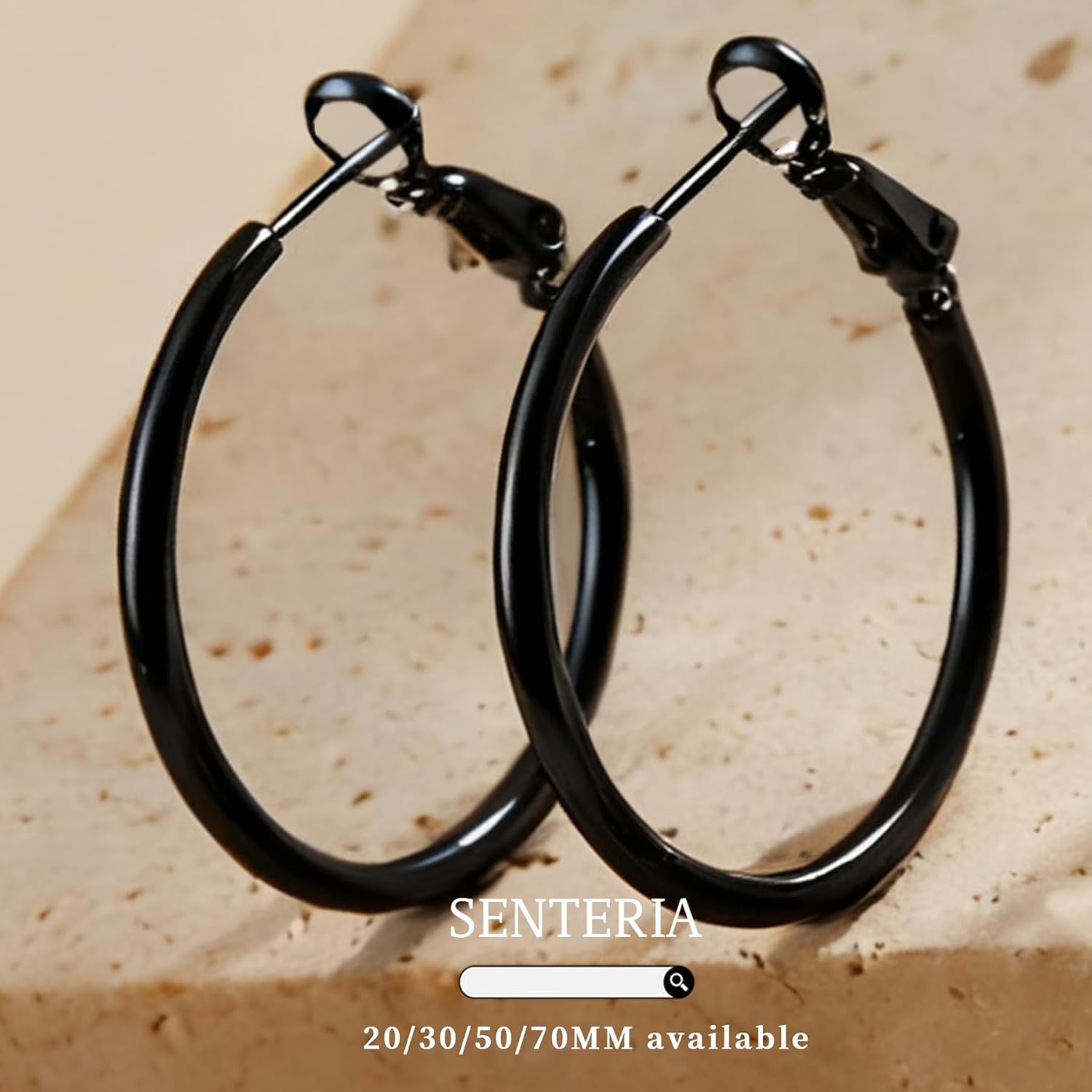 Senteria 2mm Wide 925 Sterling Silver Hoop Earrings for Women Hypoallergenic Lightweight Thin Large Big Gold Plated Hoops Earrings for Women 20/30/50/70MM