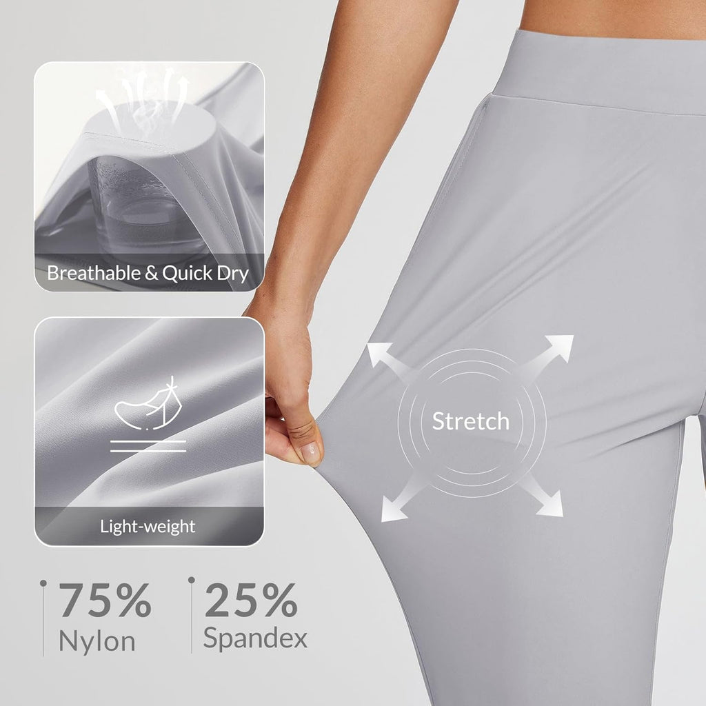 baleaf Womens Travel Pants Lightweight Stretch with Zipper Pockets Petite Ankle Dressy Golf Work Business Casual Slacks