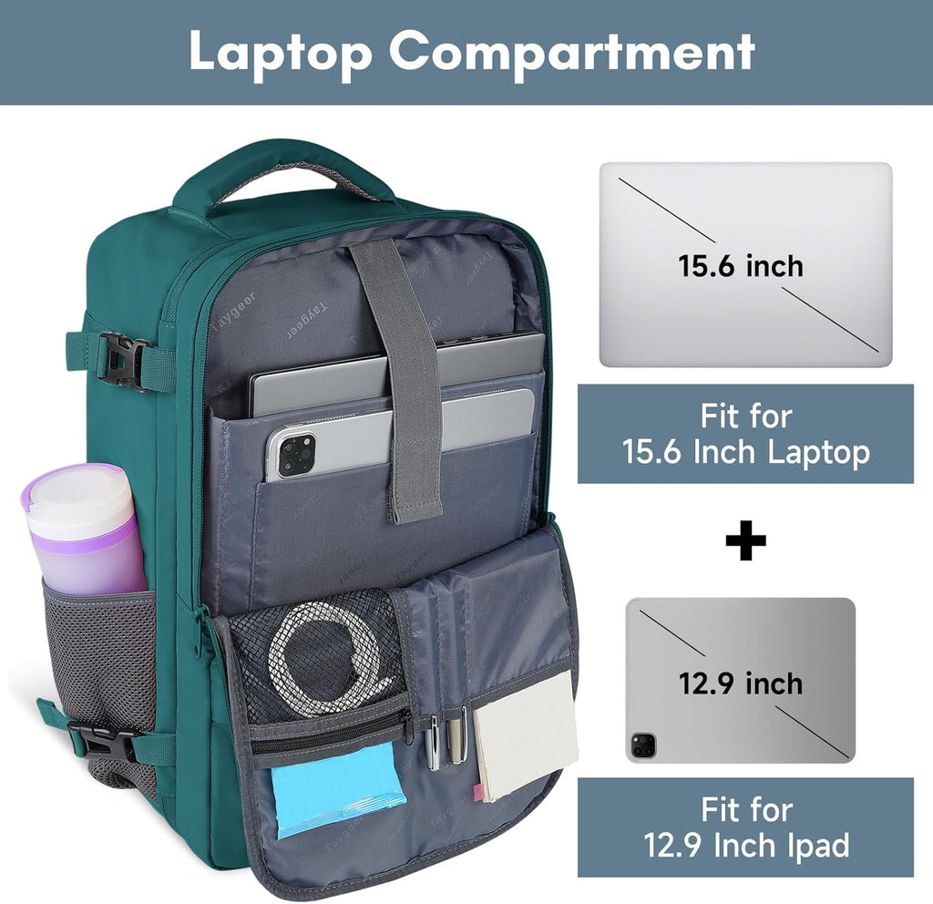 Taygeer Travel Backpack for Women, Carry On Backpack with USB Charging Port & Shoe Pouch, TSA 15.6inch Laptop Mochila Flight Approved, Nurse Bag Casual Daypack for Weekender Business Hiking, Pink