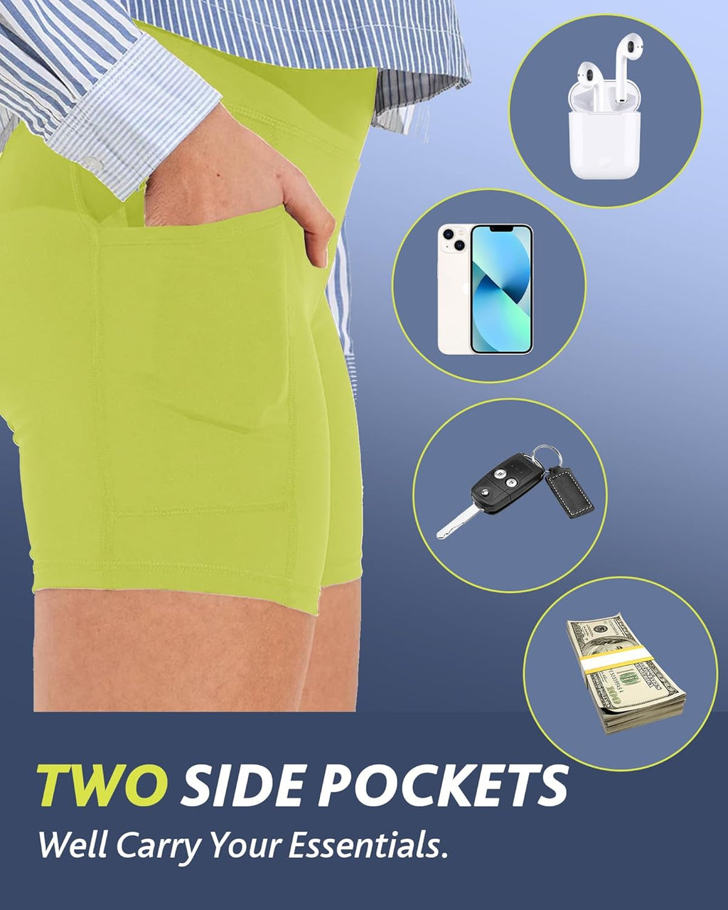 CAMPSNAIL Biker Shorts Women with Pockets - 3"/5"/8" High Waisted Workout Spandex Tummy Control Gym Running Yoga Shorts