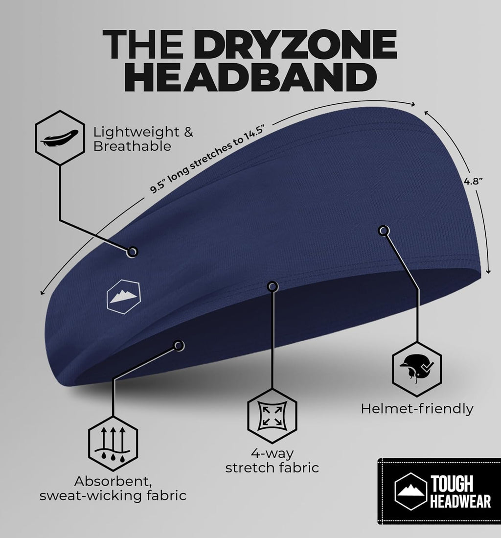 Tough Outfitters Headband for Men - Mens Headbands - Working Out Sports Performance Head Bands - Athletic Cycling Running Sweat Band, Football Headbands - Sweat Bands Men/Women