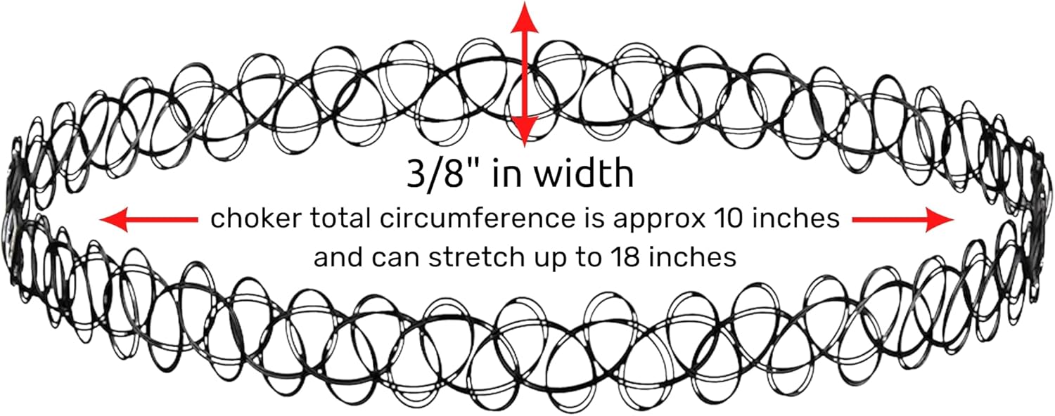 BodyJ4You 2PC Tattoo Choker Necklace - 90s Choker Necklace Women - 2000s Y2K Black Chokers Rainbow Choker - Butterfly Ying Yang Unicorn Rainbow Charms - Stretchy Elastic Necklace