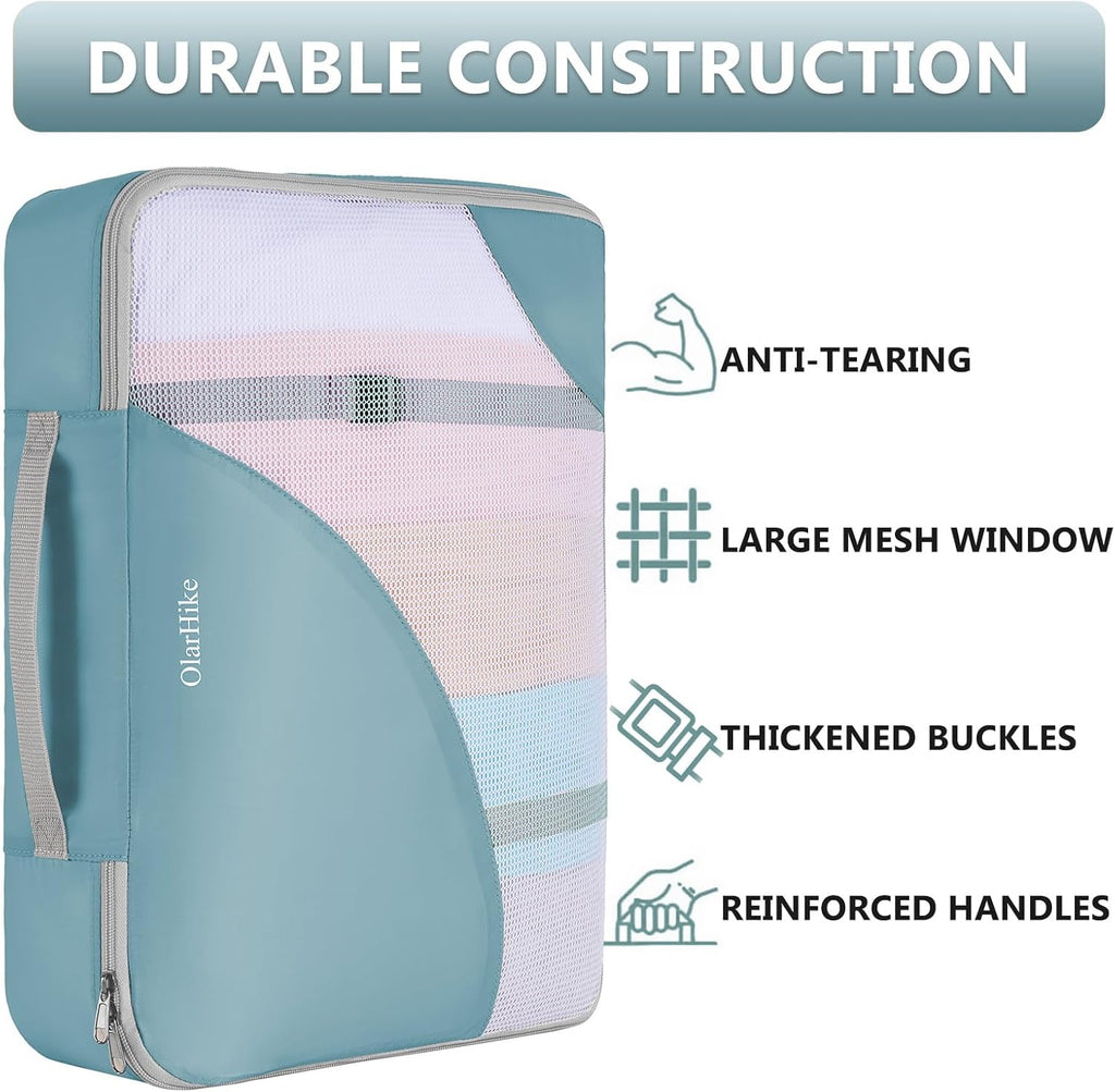 10 Set/8 Set Packing Cubes for Travel, Gifts for Women Mom,Anti-Tearing Suitcase Organizer for Luggage with Shoe & Hanging Toiletry Bag,OlarHike Vacation Essentials & Accessories for Cruise Ship,Cream