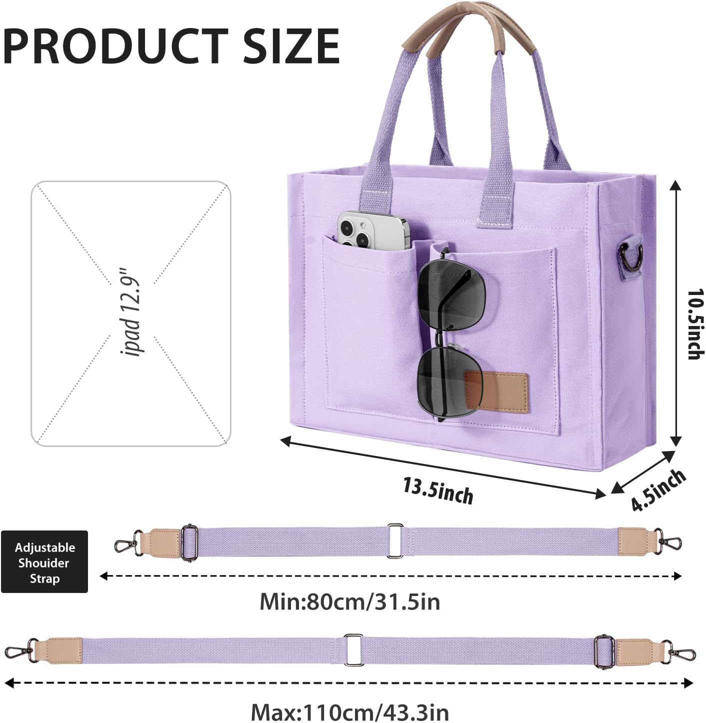 Tote Bags for Women Canvas Tote Purse Crossbody with Pockets Top Handle Shoulder Satchel Bag for Women