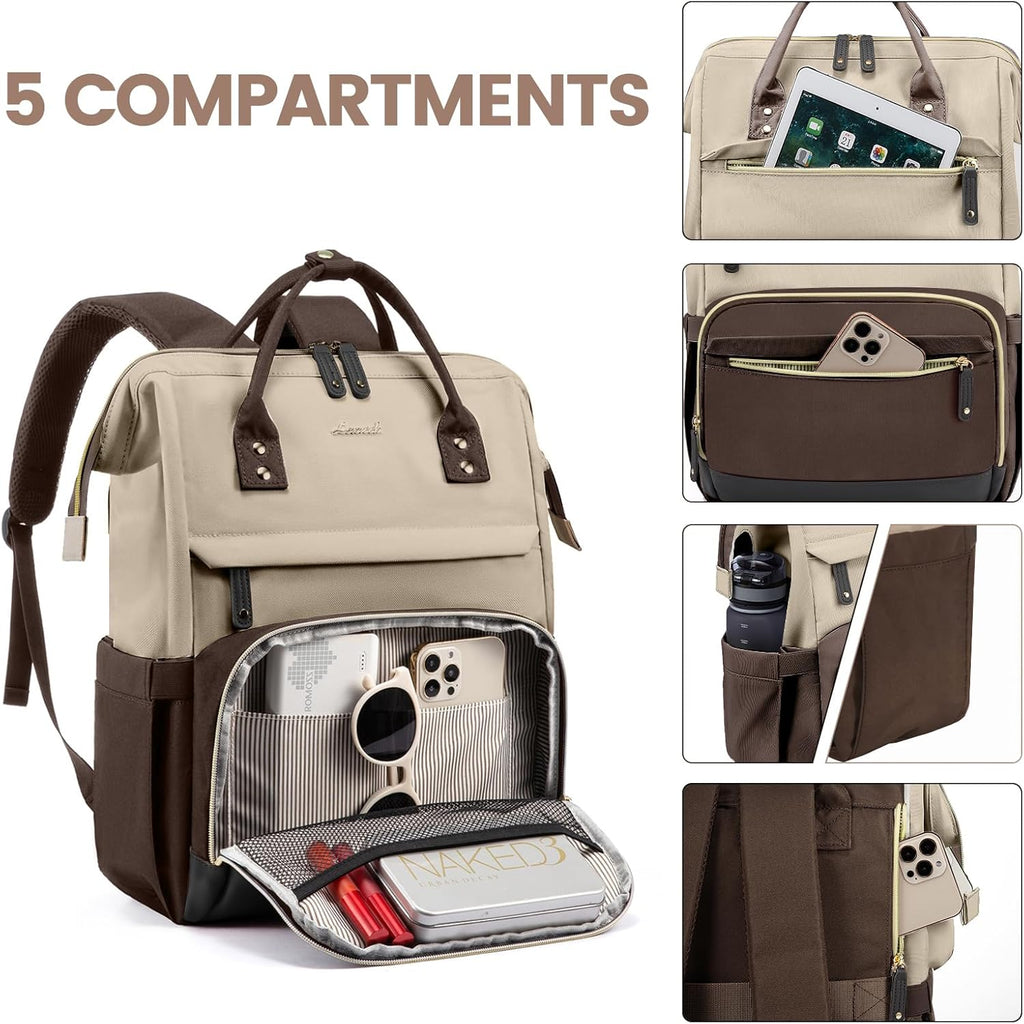 LOVEVOOK Laptop Backpack for Women, 15.6 Inch Work Business Backpacks Purse With Large Capacity, Waterproof Nurse Bag College Bookbag for School, Waterproof Casual Daypack for Travel