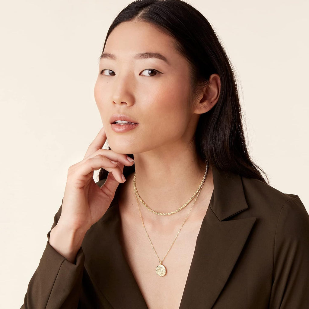 PAVOI 14K Gold Plated Layering Necklaces | Stylish Minimalist Design Pendant Necklaces | Bar, Circle, Lotus, Disc, Dog Tag, Horizontal Bar Pendants for Women