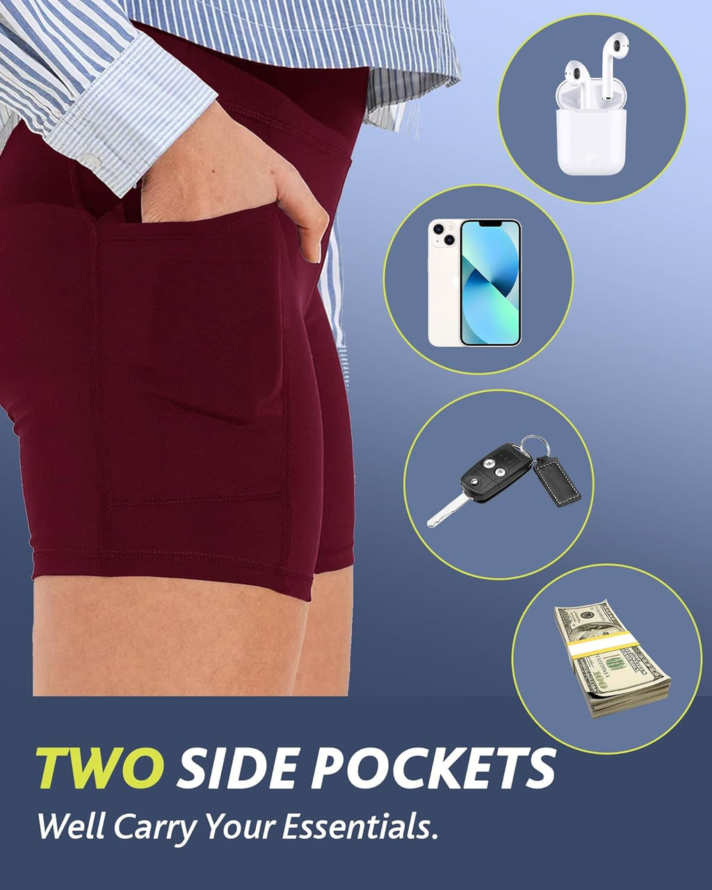 CAMPSNAIL Biker Shorts Women with Pockets - 3"/5"/8" High Waisted Workout Spandex Tummy Control Gym Running Yoga Shorts