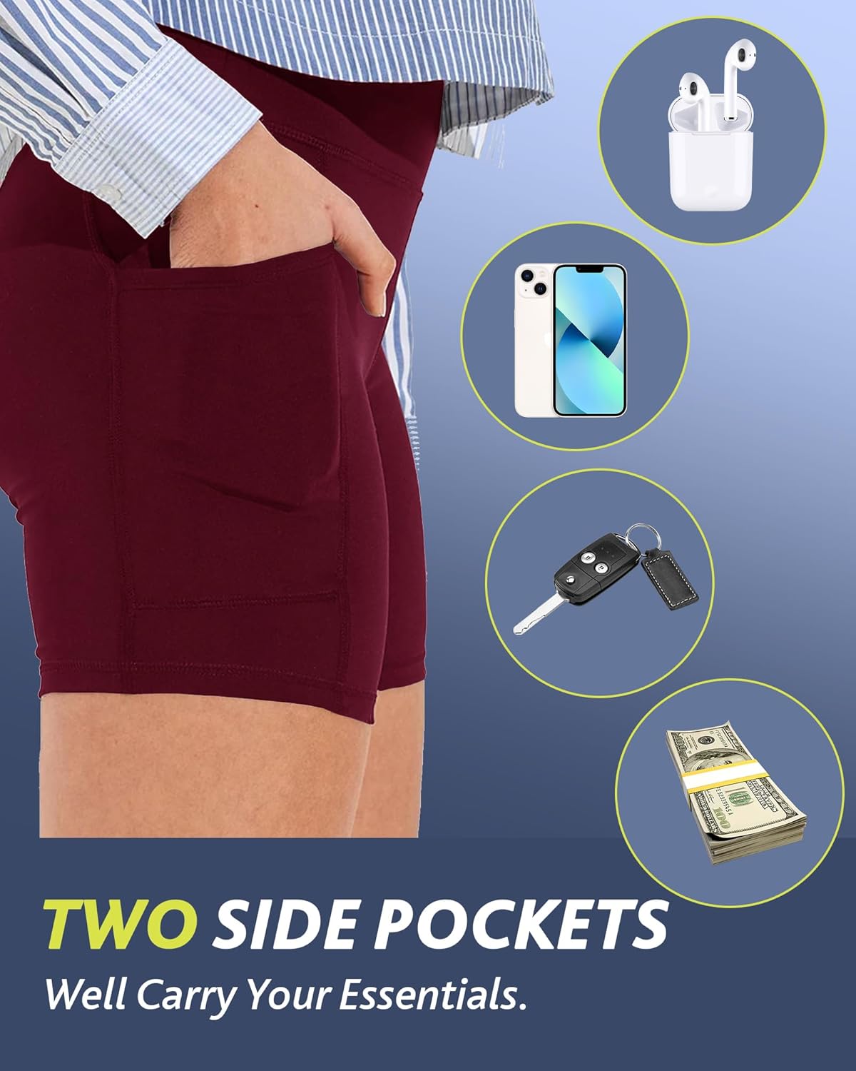 CAMPSNAIL Biker Shorts Women with Pockets - 3"/5"/8" High Waisted Workout Spandex Tummy Control Gym Running Yoga Shorts