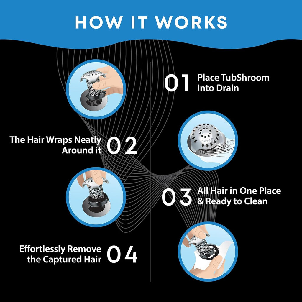 TubShroom Ultra Revolutionary Bath Tub Drain Protector Hair Catcher/Strainer/Snare, Stainless Steel, Stainless Combo