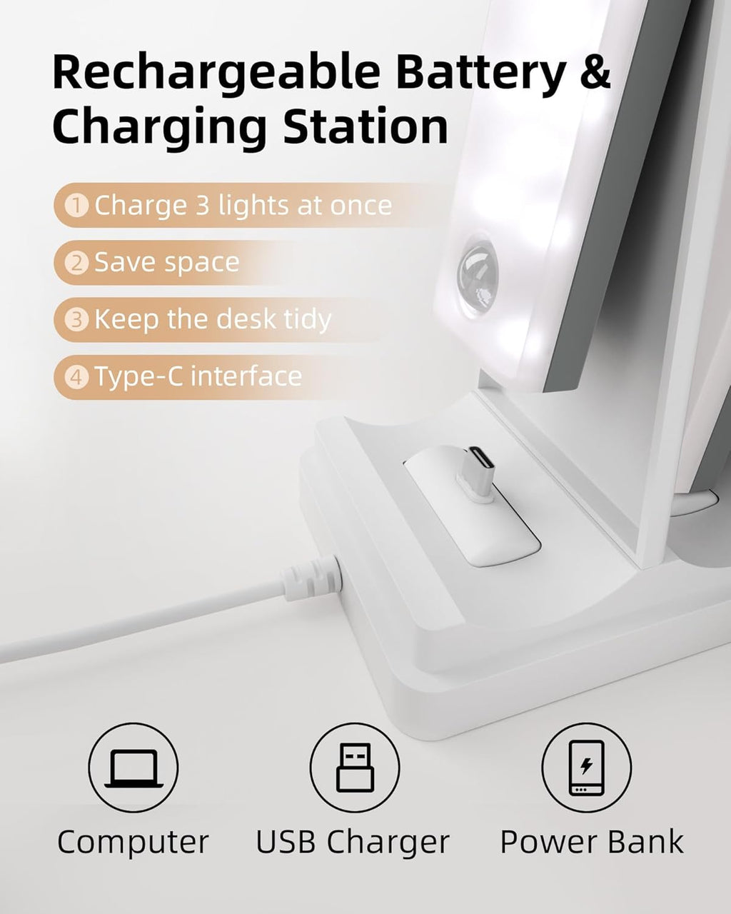 EZVALO 6-Pack Under Cabinet Lighting with Charging Station, 2000mAh Rechargeable Wireless Motion Sensor Lights, 3 Color Temps, Dimmable, Timer, Magnetic, with Remote Control for Kitchen, Closet, Stair