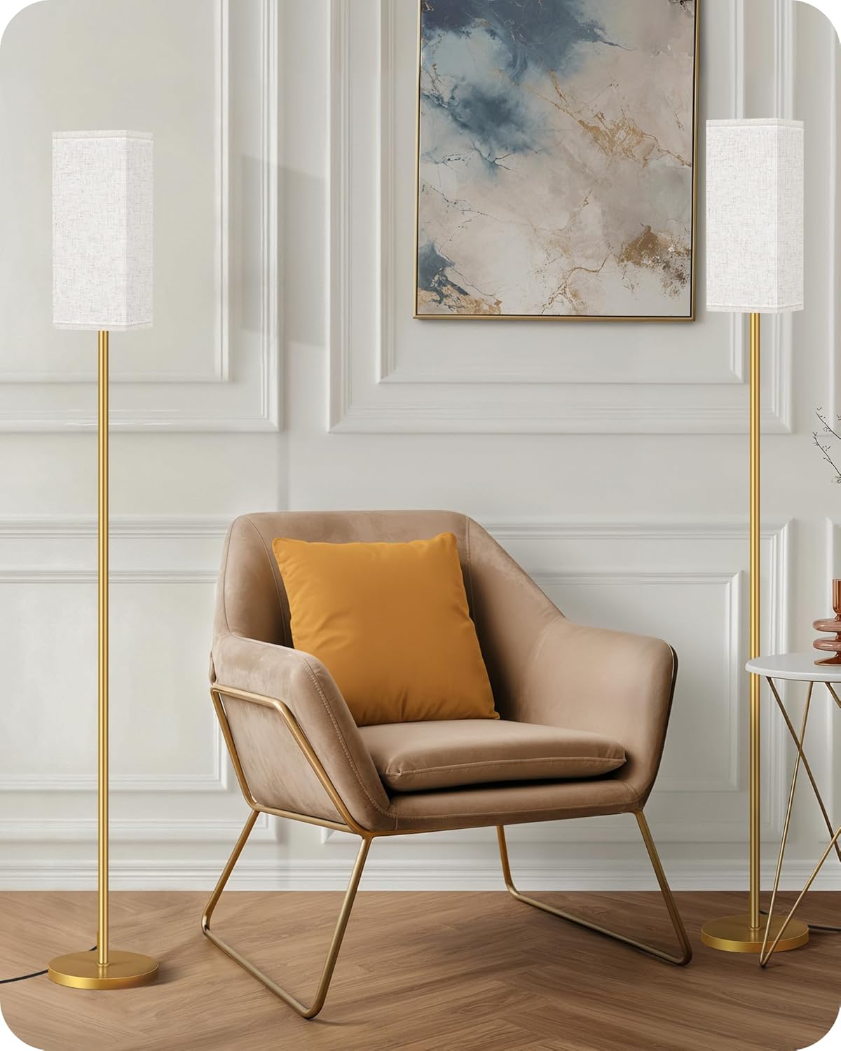 64.6" Floor Lamp, Pole with Foot Switch, Modern Standing Lamp Lampshade, Minimalist Freestanding Lamp (Bulb Not Included), for Living Room, Bedroom Office ETL Listed, Black and Beige E07LD05