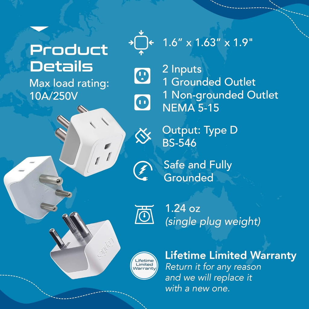Ceptics Universal Travel Adapter, 35W International Power Adapter with PD & QC 3.0 Dual USB-C, 3 USB Travel Adapter Worldwide, Type I C G A Outlets 110V 220V A/C - EU Euro US UK (11-KU)