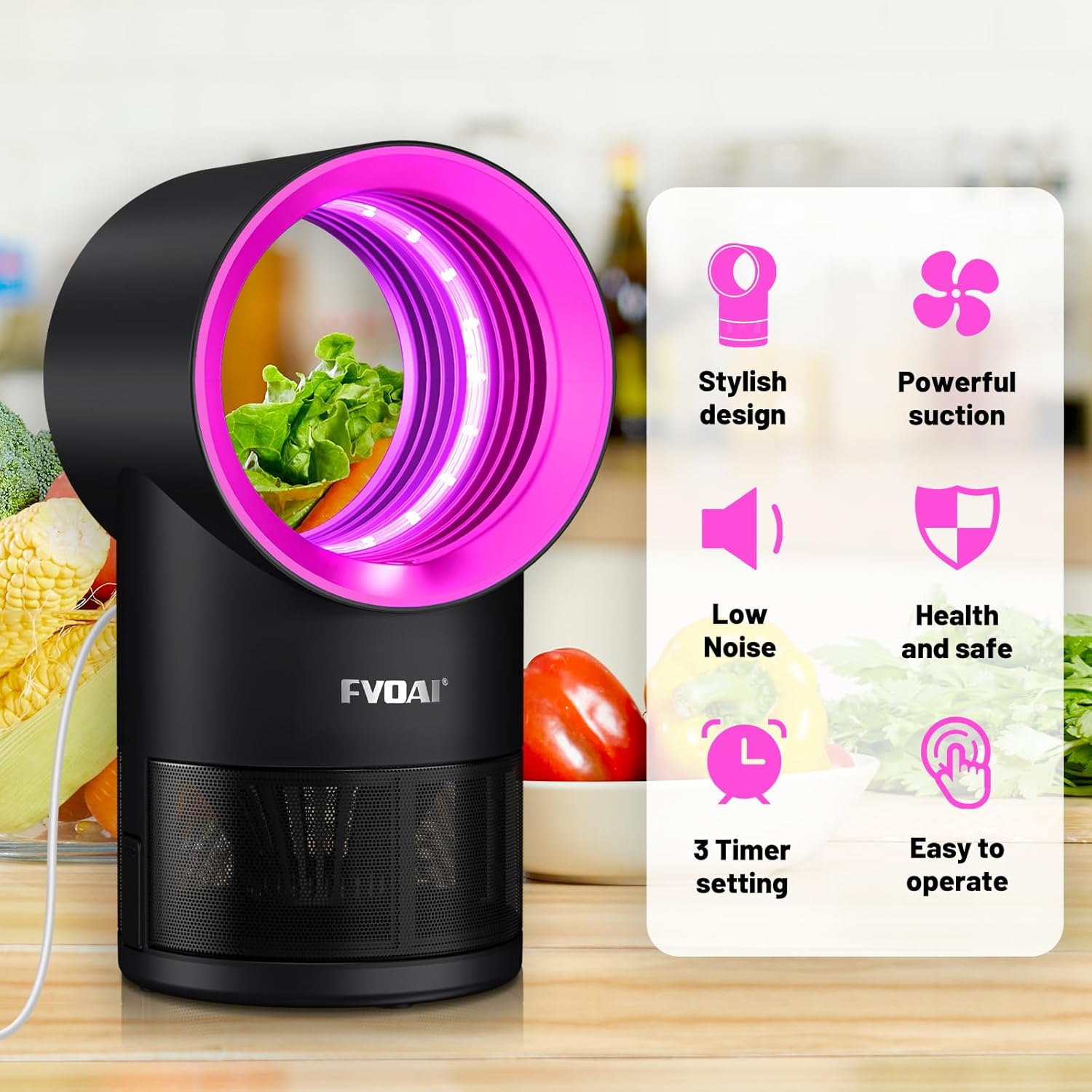 Fly Traps Indoor,Fruit Fly Trap for Indoors Mosquito Trap Indoor Insect Trap with Suction, Time Setting, Bug Light & 10 Pcs Sticky Glue Boards (Blue)