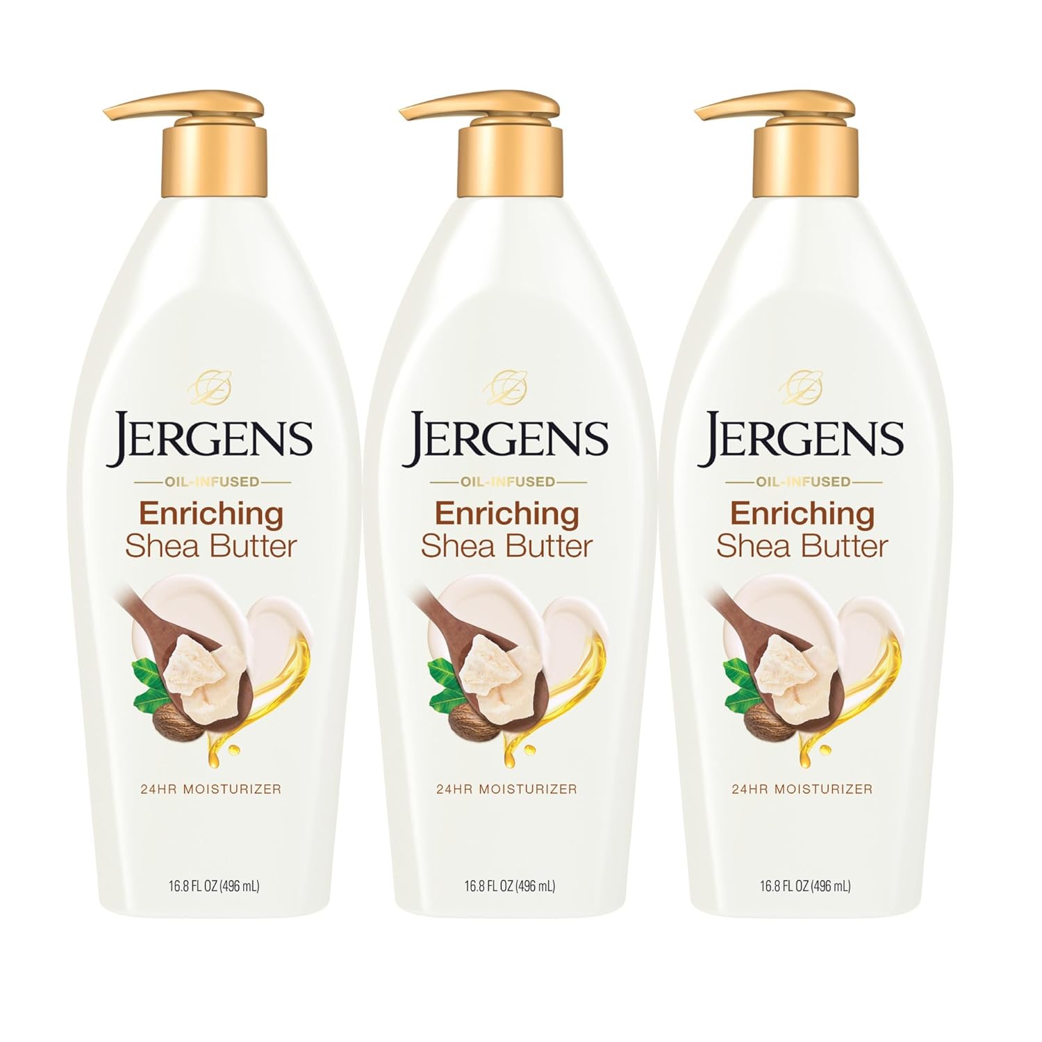 Jergens Shea Butter Hand and Body Lotion, Deep Conditioning Moisturizer, 3X More Radiant Skin, with Pure Shea Butter, Dermatologist Tested, 26.5 Oz