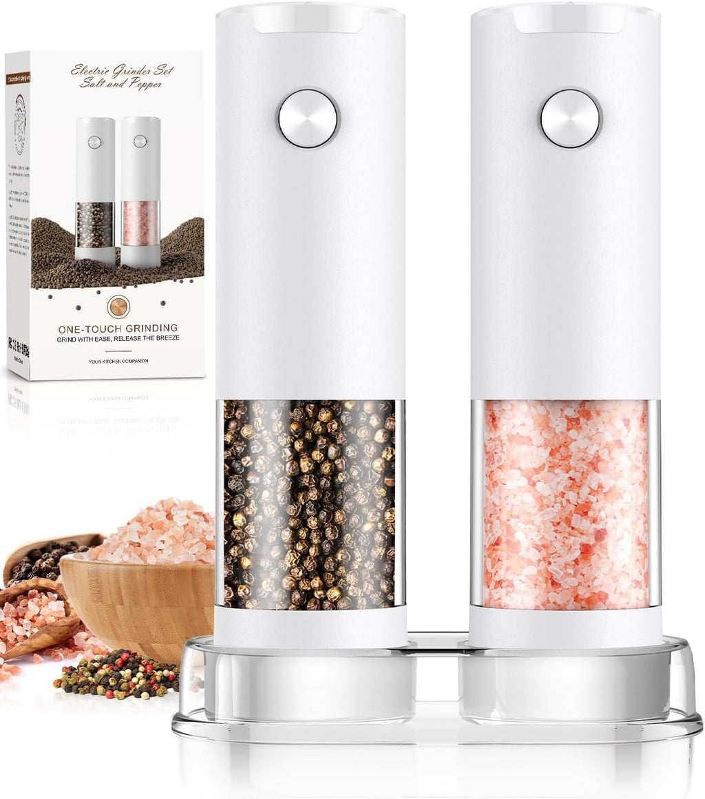 Electric Salt and Pepper Grinder Set Automatic Battery Pepper Mill Shakers Adjustable Coarseness Upgraded Larger Capacity with Led Home and Kitchen Appliances for New House Warming Gifts